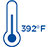 Temperature up to 392°F